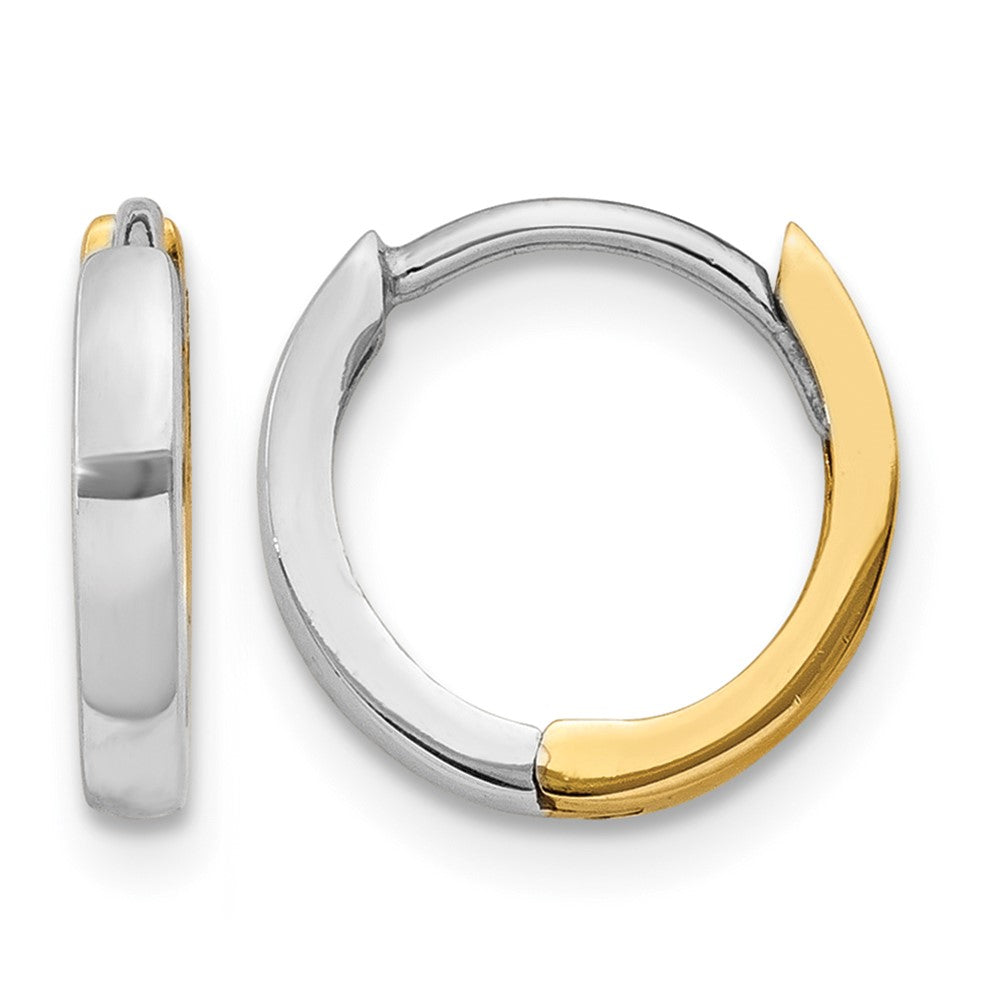 14k Two-tone 1.5mm Round Hinged Hoop Earrings