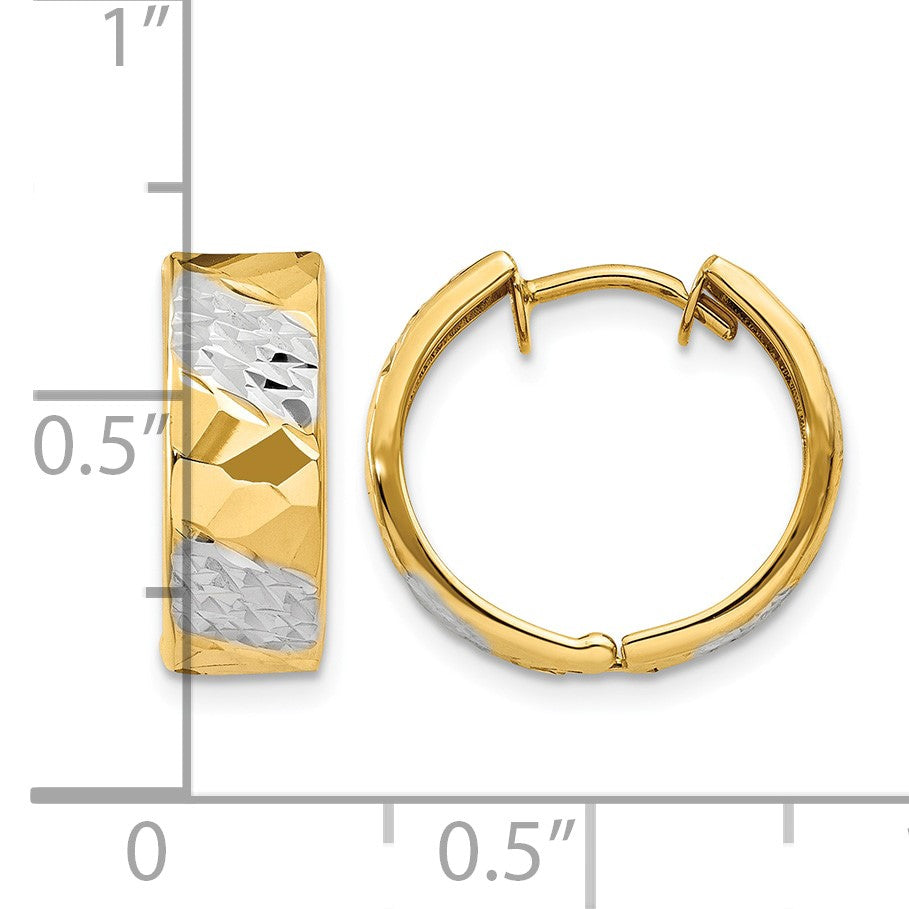 14k 5mm Diamond-cut Rhodium Hoop Earrings