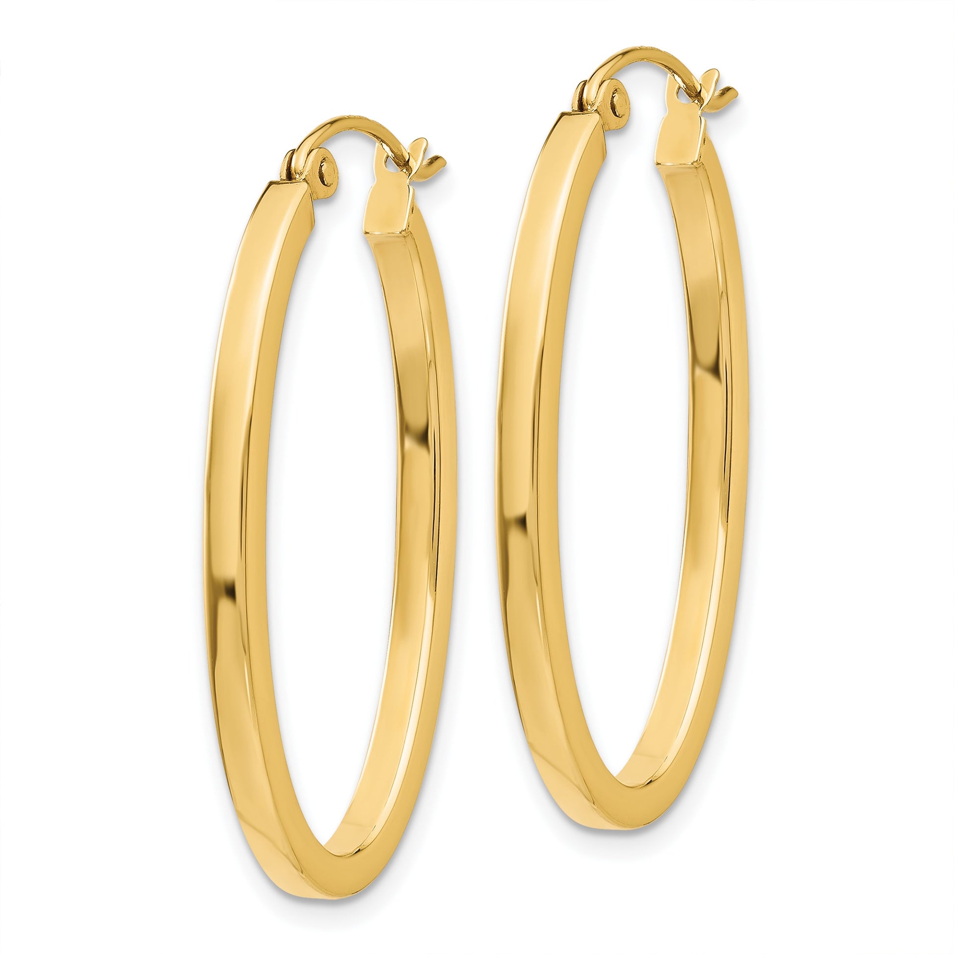 14k 2x30mm Polished Oval Tube Hoop Earrings