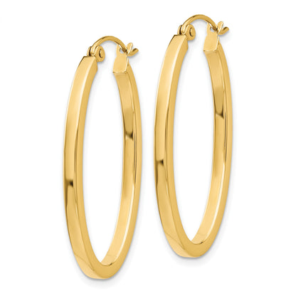 14k 2x30mm Polished Oval Tube Hoop Earrings