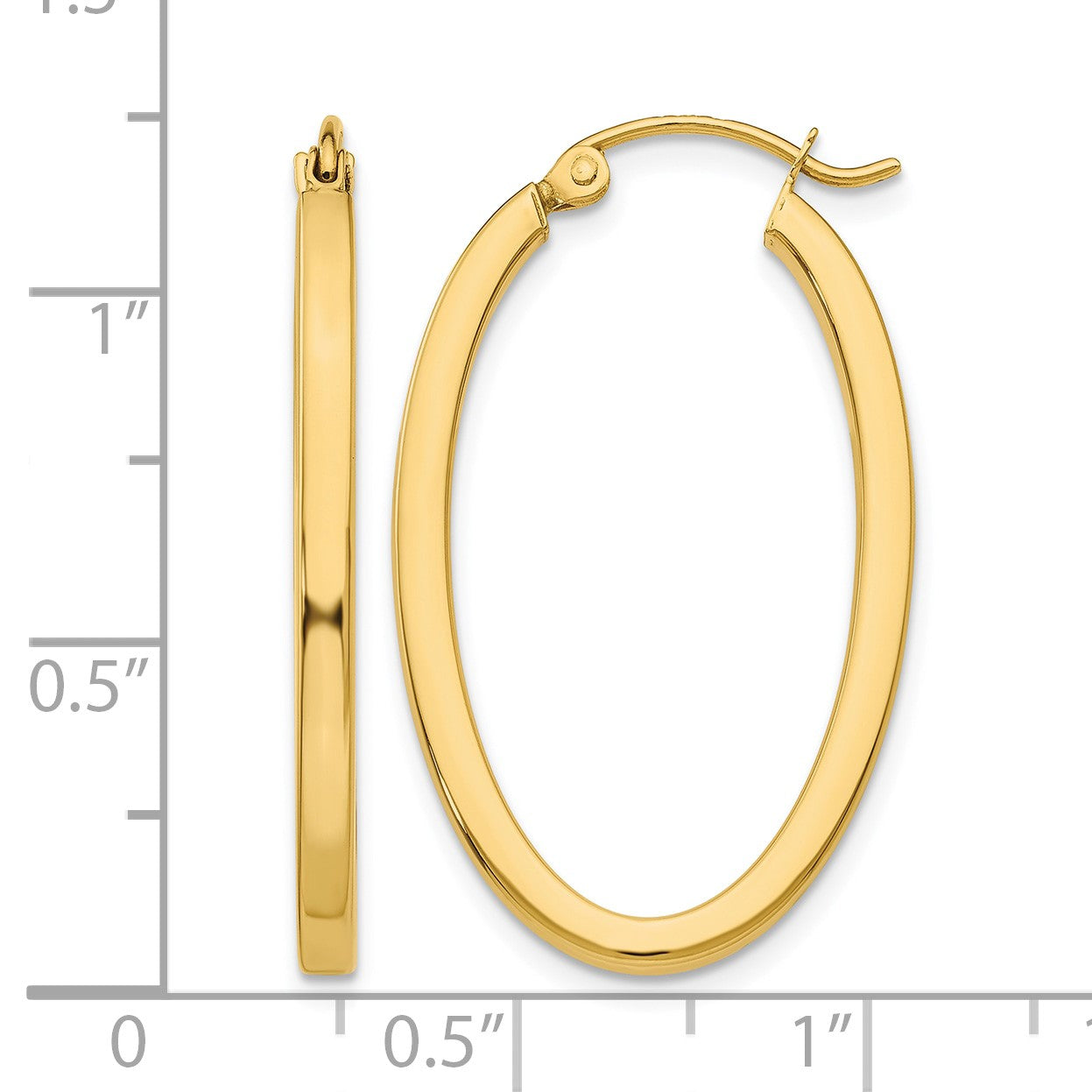 14k 2x30mm Polished Oval Tube Hoop Earrings