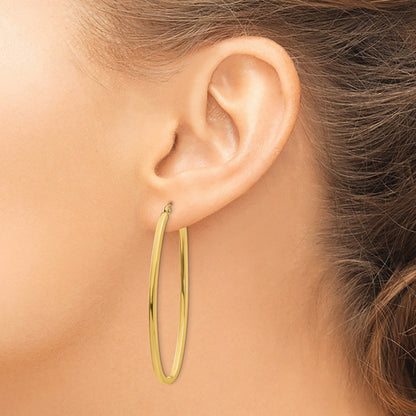 14k 2x53mm Large Oval Tube Hoop Earrings