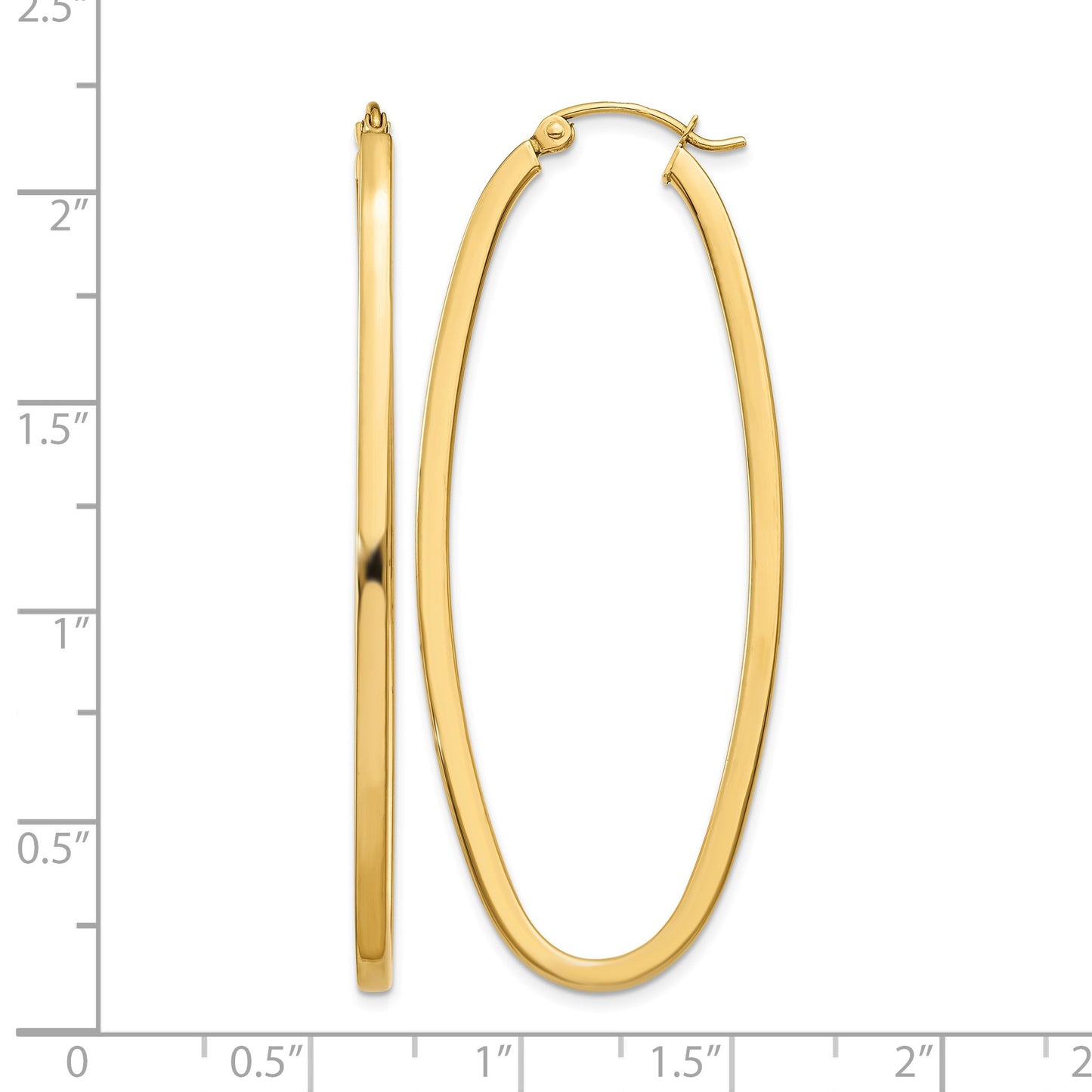 14k 2x53mm Large Oval Tube Hoop Earrings