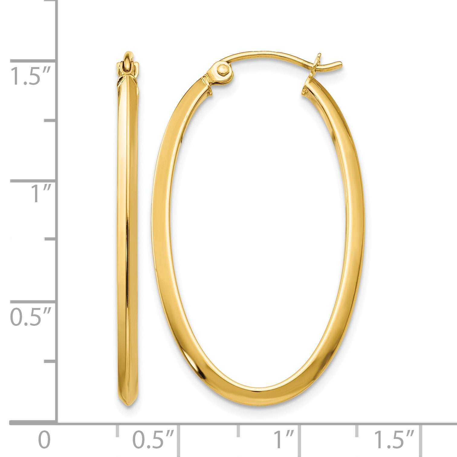 14k 2x35mm Oval Tube Hoop Earrings