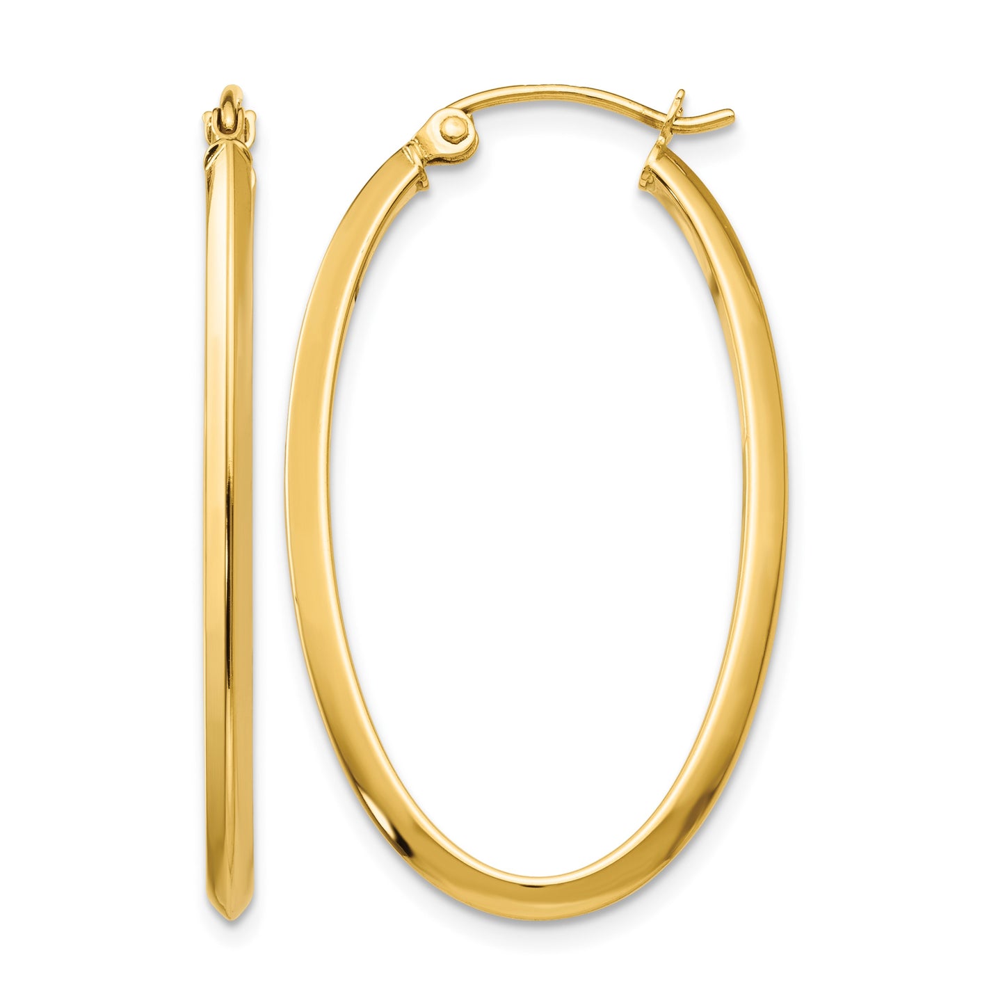 14k 2x35mm Oval Tube Hoop Earrings