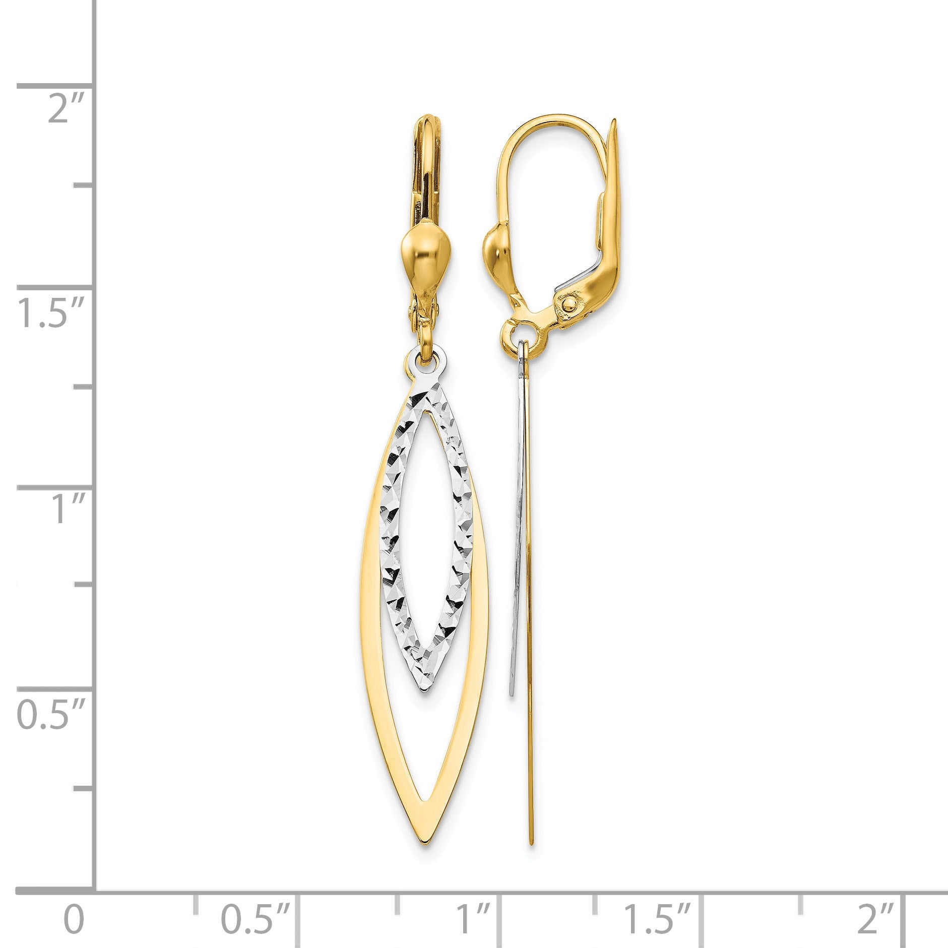 14k Two-tone Diamond-cut Dangle Leverback Earrings