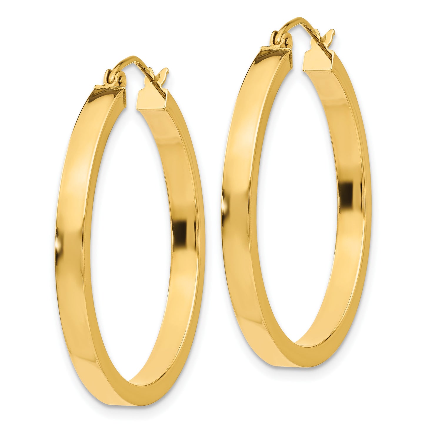 14k 2x30mm Polished Square Tube Hoop Earrings