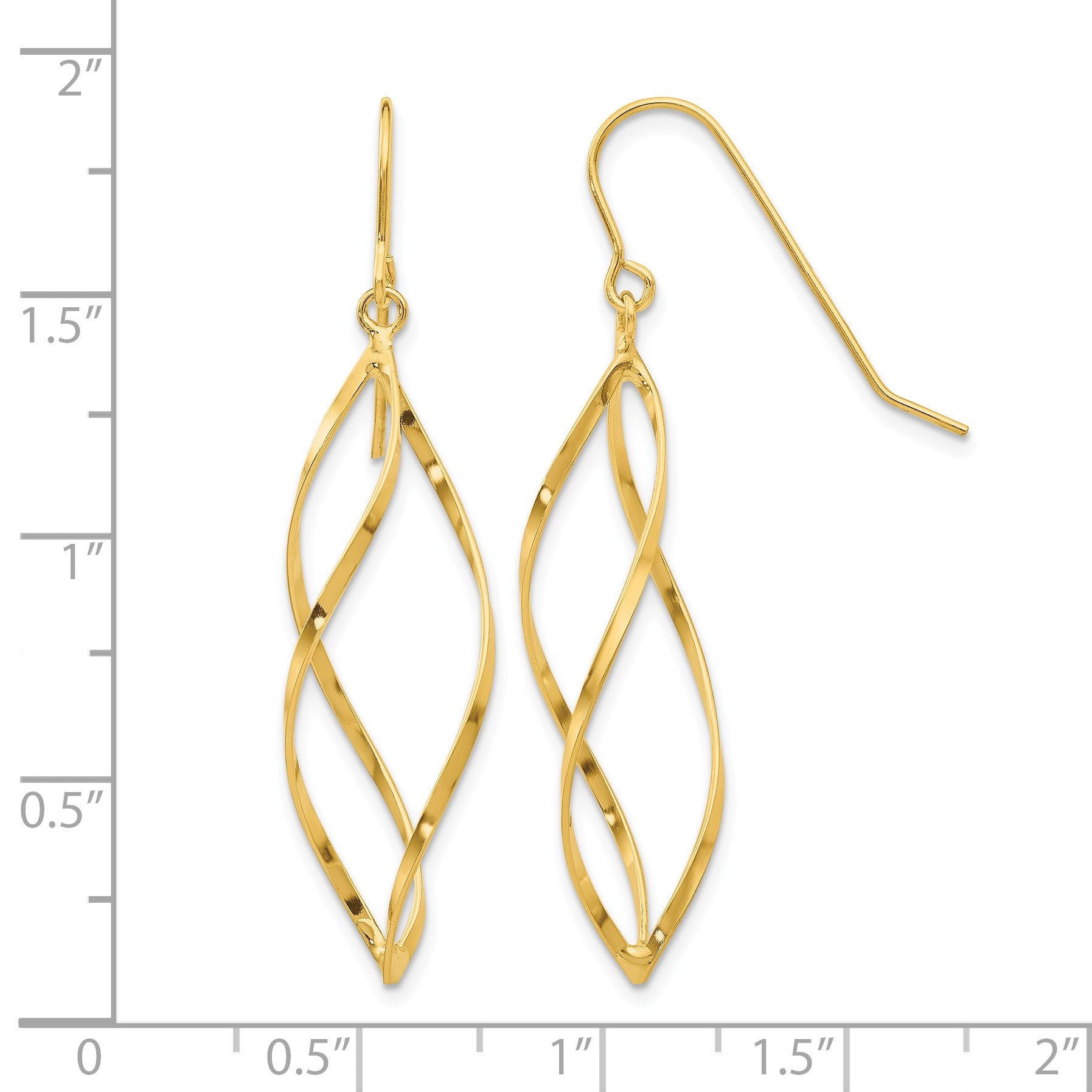 14K Twisted Swirl Dangle French Hook Earrings