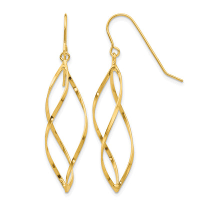 14K Twisted Swirl Dangle French Hook Earrings