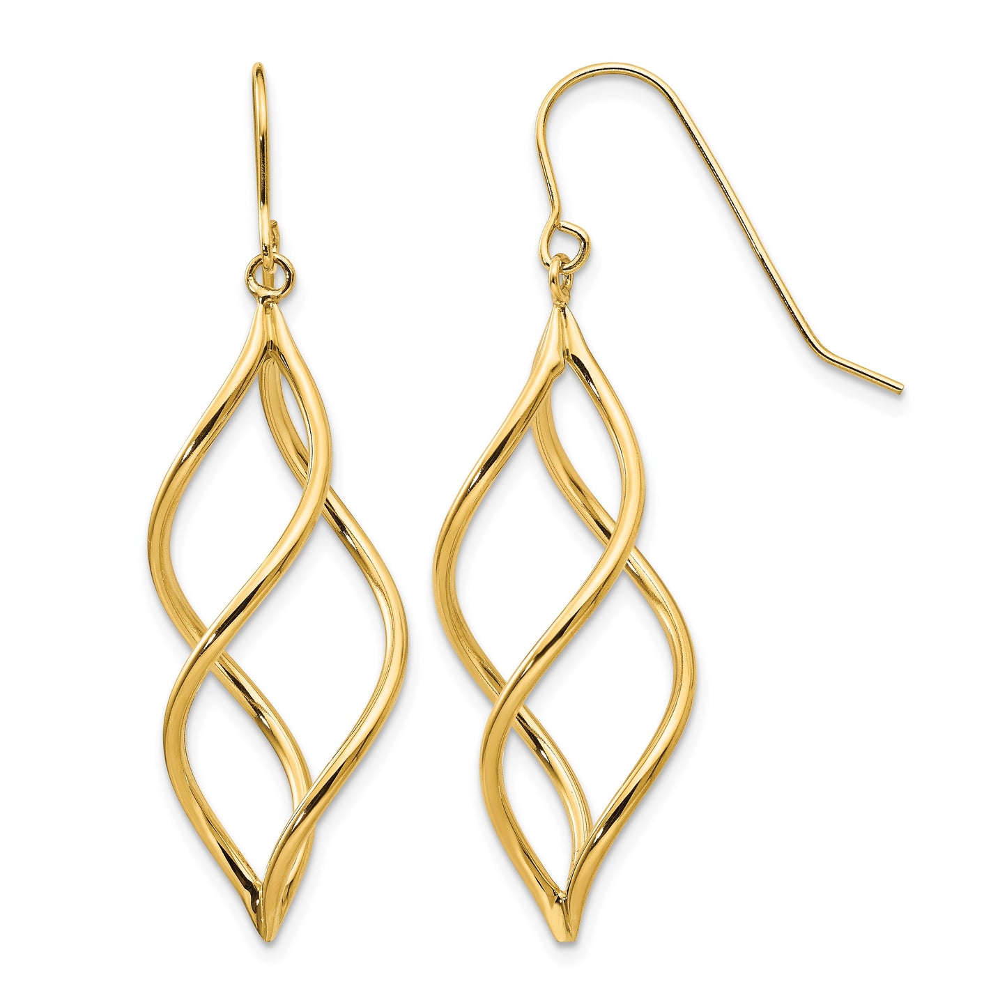 14K Twisted Swirl Dangle French Hook Earrings