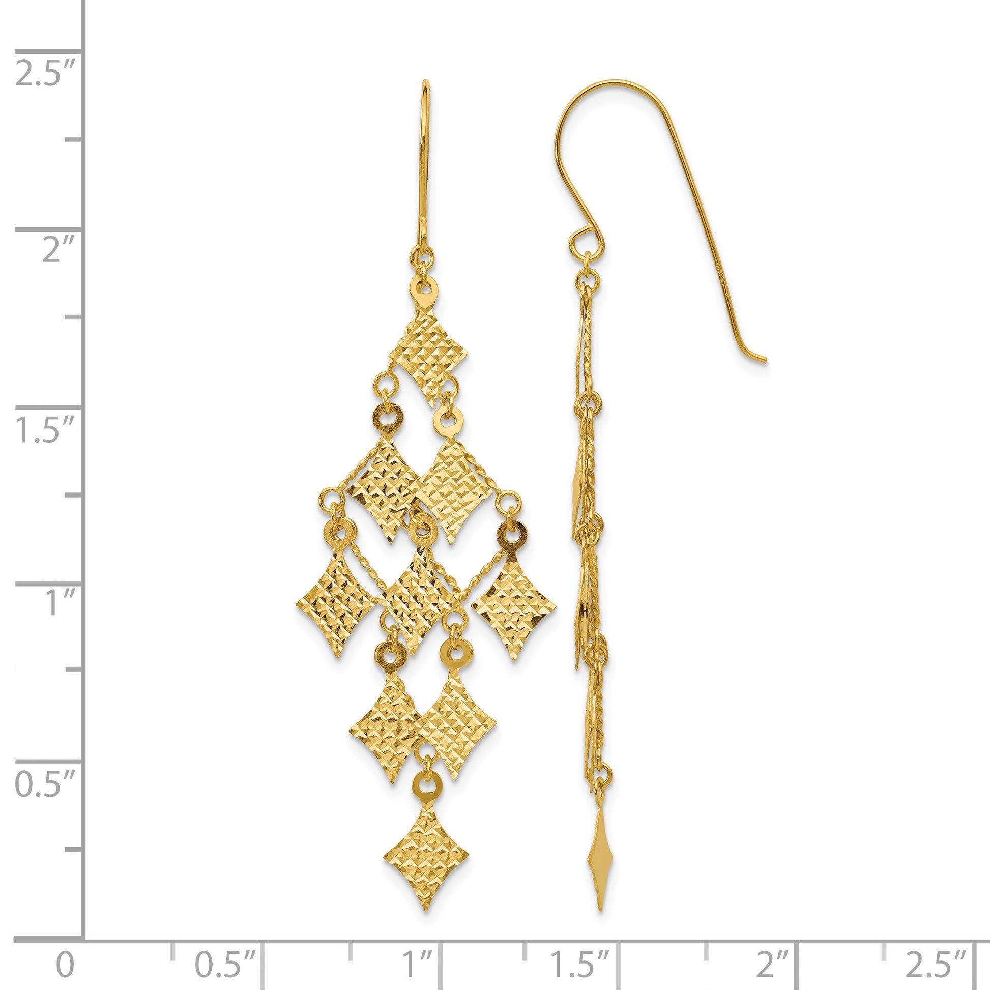 14k Diamond-cut Chandelier Dangle French Hook Earrings