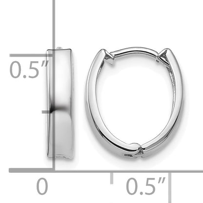 14k White Gold Polished Hinged Hoop Earrings