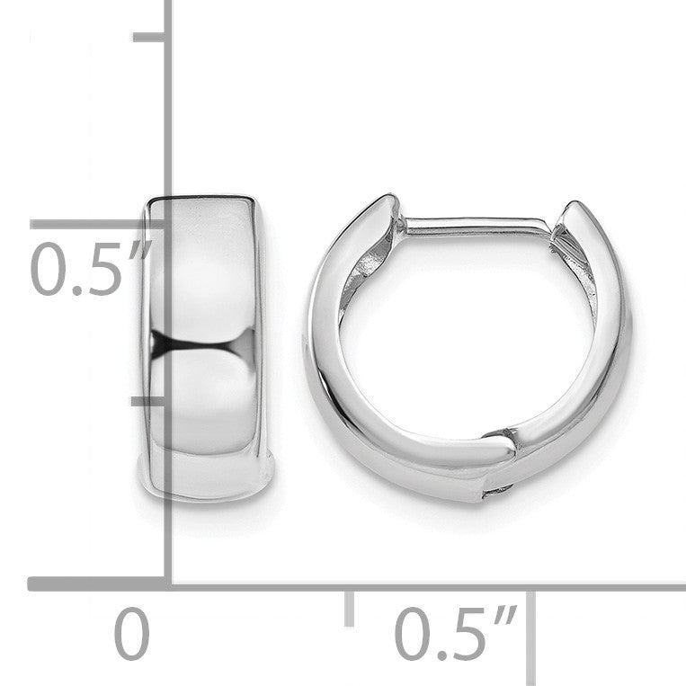 14k White Gold Polished Hinged Hoop Earrings