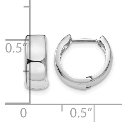 14k White Gold Polished Hinged Hoop Earrings