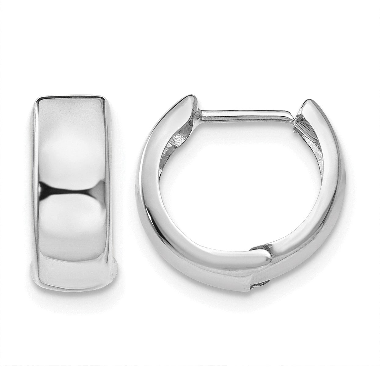 14k White Gold Polished Hinged Hoop Earrings