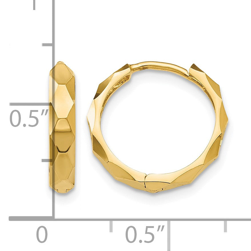 14k Diamond-cut Hoop Earrings
