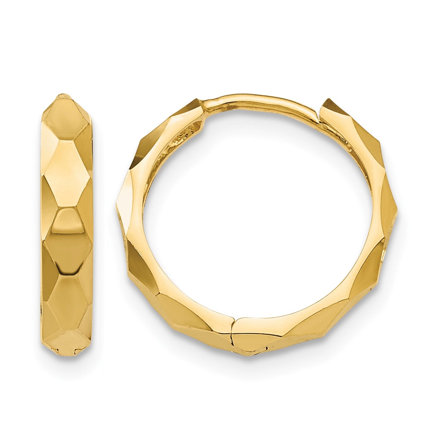 14k Diamond-cut Hoop Earrings