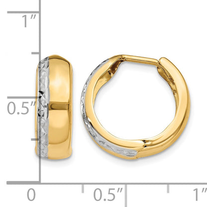 14k w/Rhodium Textured Hinged Hoop Earrings