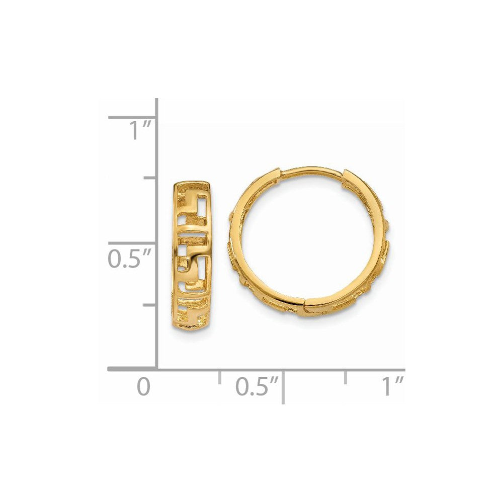 14k Greek Key Hinged Hoop Earrings