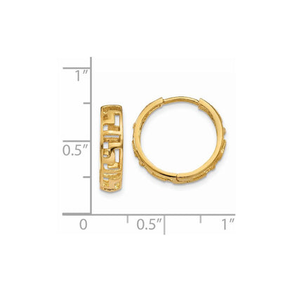 14k Greek Key Hinged Hoop Earrings