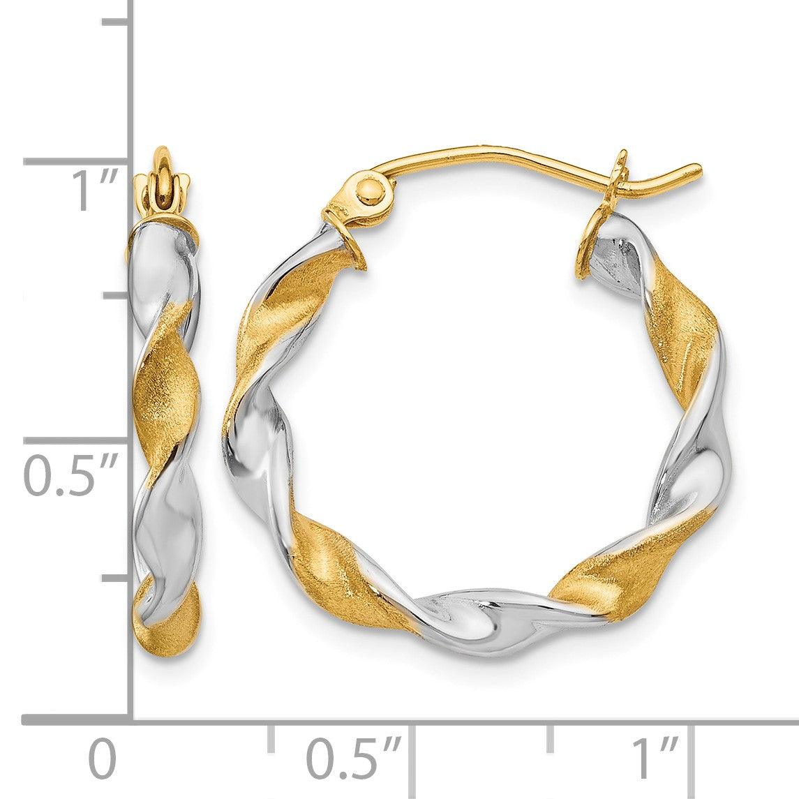 14K White Gold & Rhodium 2.0mm Twisted Hoop Earrings