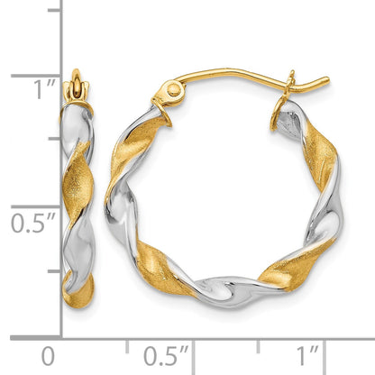 14K White Gold & Rhodium 2.0mm Twisted Hoop Earrings