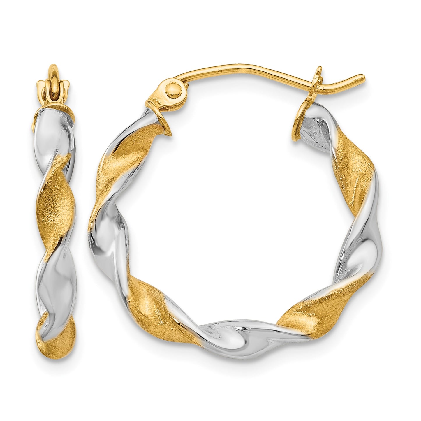 14K White Gold & Rhodium 2.0mm Twisted Hoop Earrings