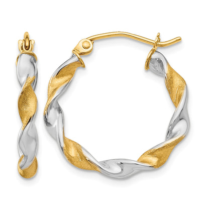14K White Gold & Rhodium 2.0mm Twisted Hoop Earrings