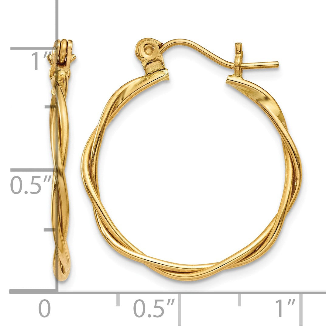14k Polished Twisted Circle Hoop Earrings