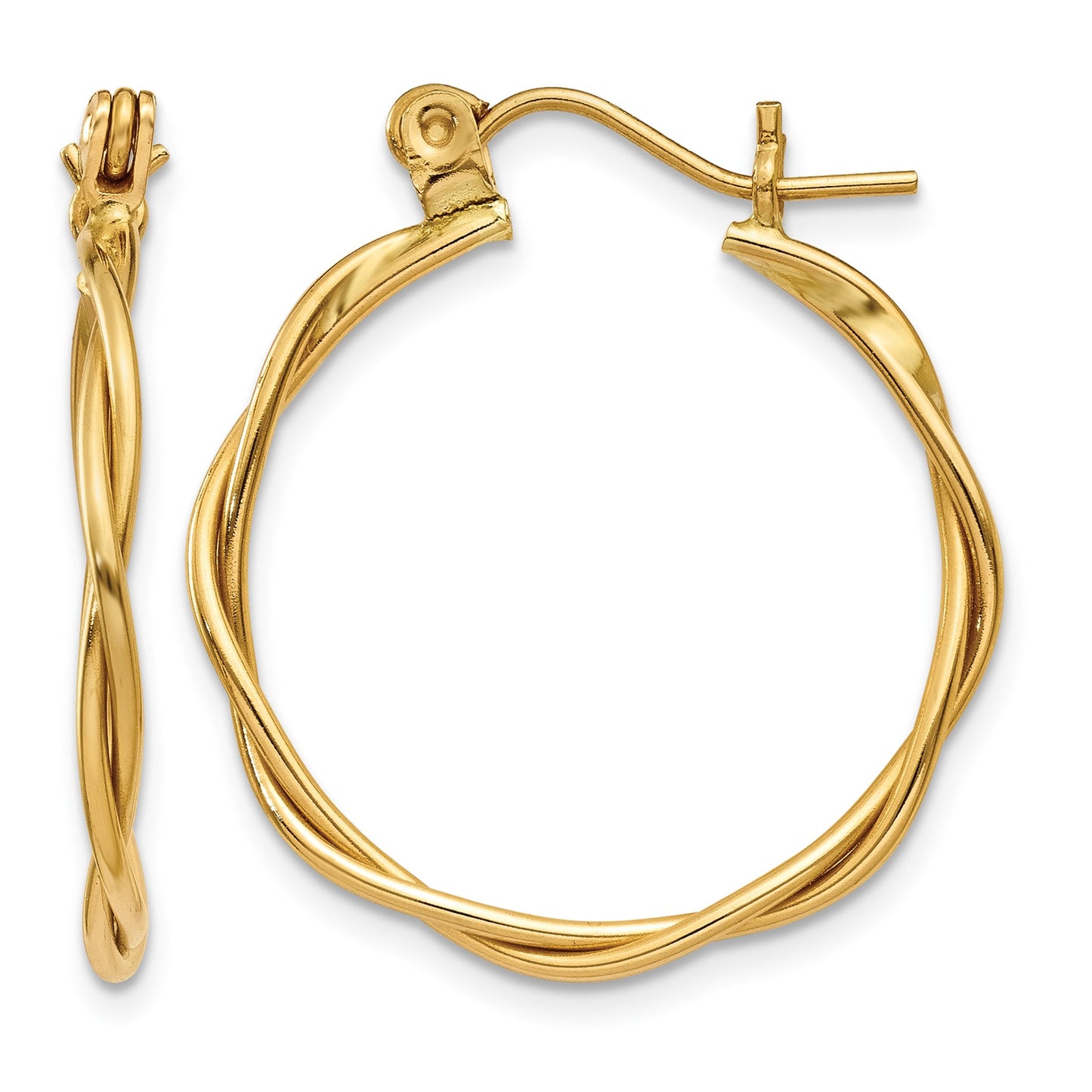 14k Polished Twisted Circle Hoop Earrings