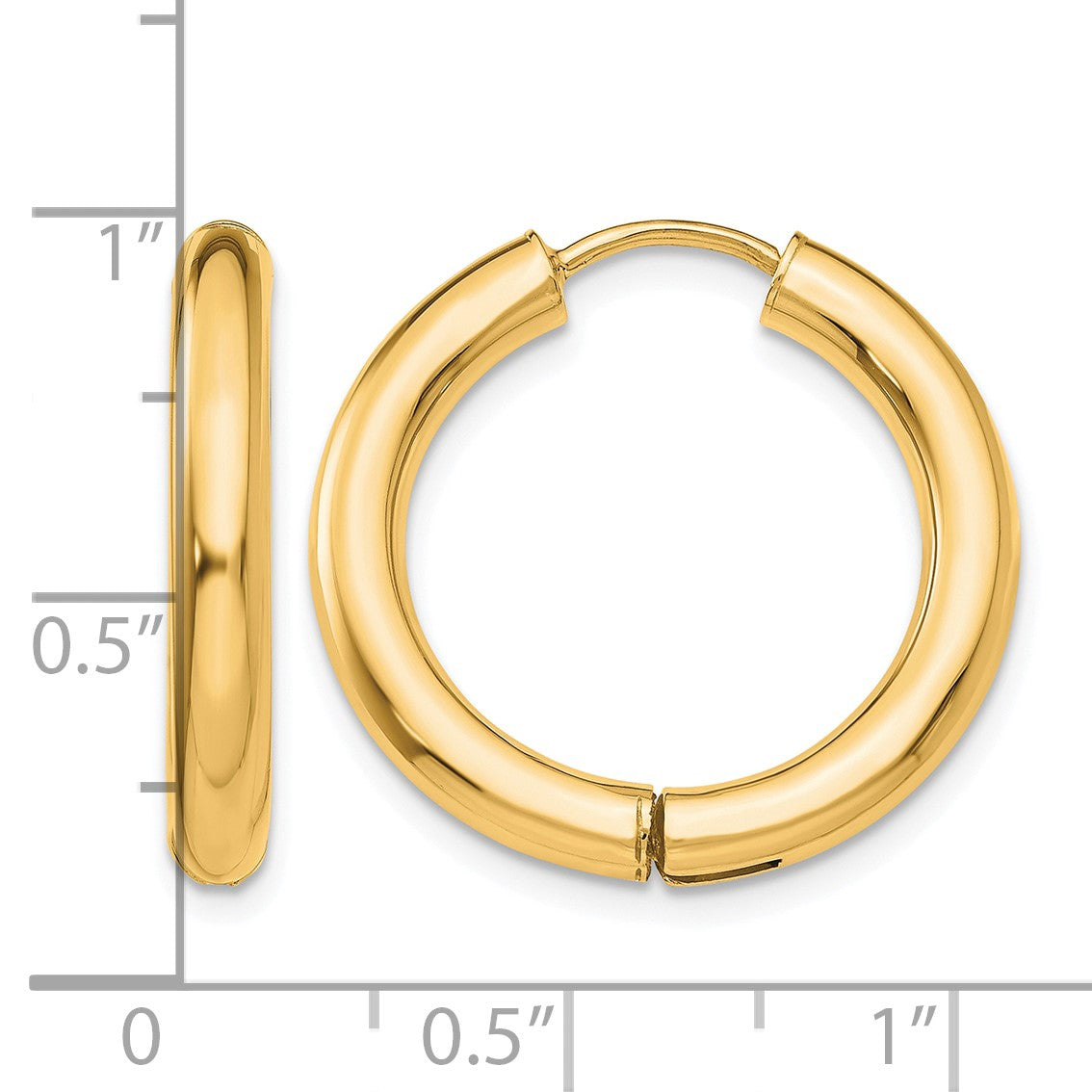 14k Polished Hinged Hoop Earrings