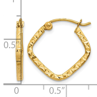 14K Diamond Cut Squared Hoop Earrings