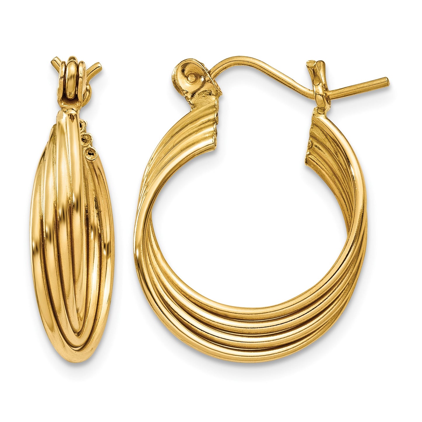 14k Polished Circles Hoop Earrings