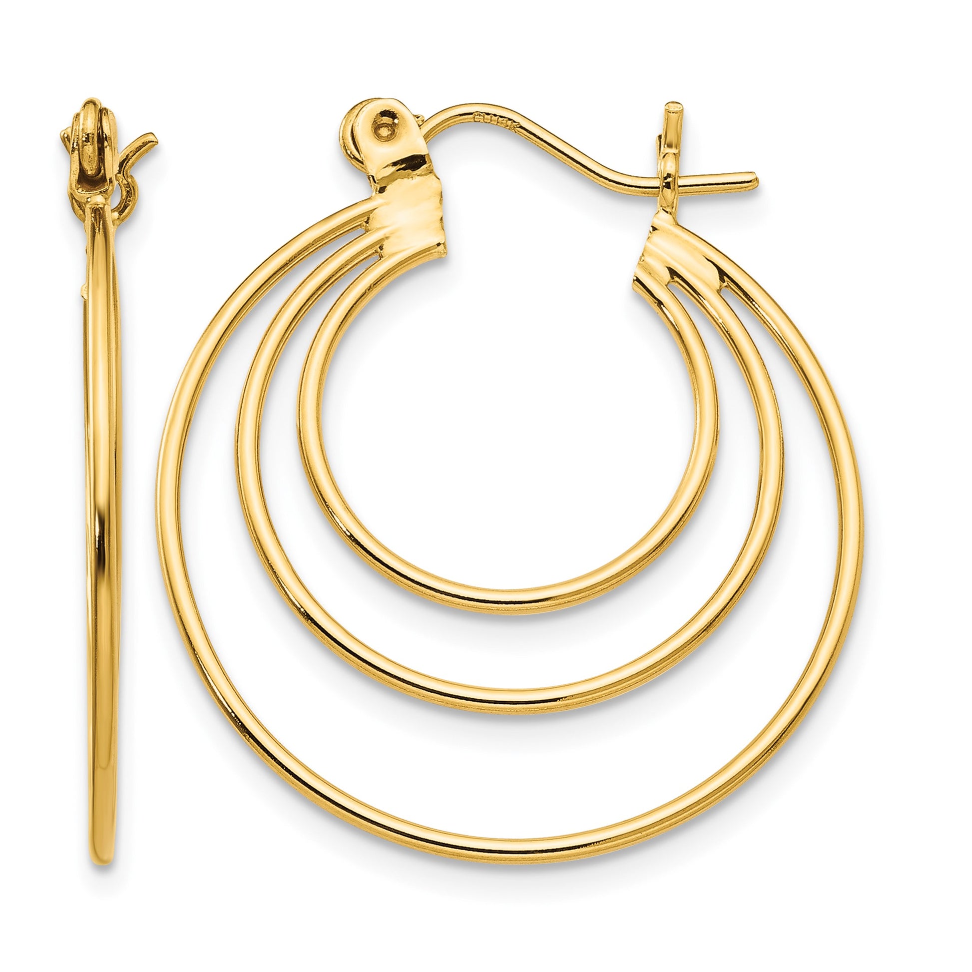 14k Polished Circles Hoop Earrings