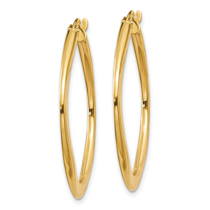 14k 2x30mm Tapered Square Hoop Earrings