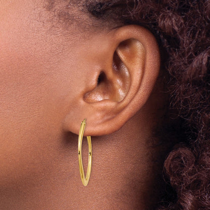 14k 2x30mm Tapered Square Hoop Earrings