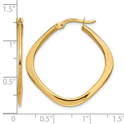 14k 2x30mm Tapered Square Hoop Earrings