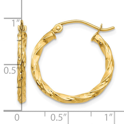 14K Twist Hollow Hoop Earrings
