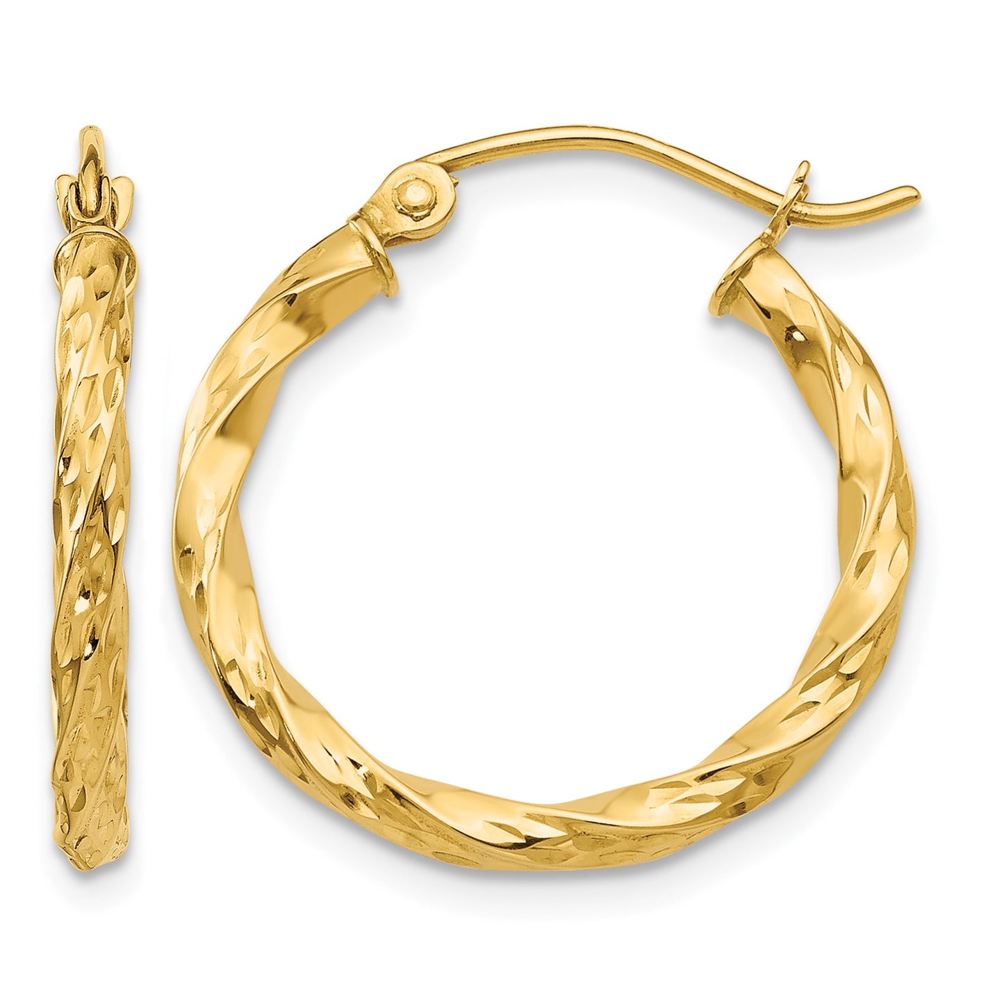 14K Twist Hollow Hoop Earrings