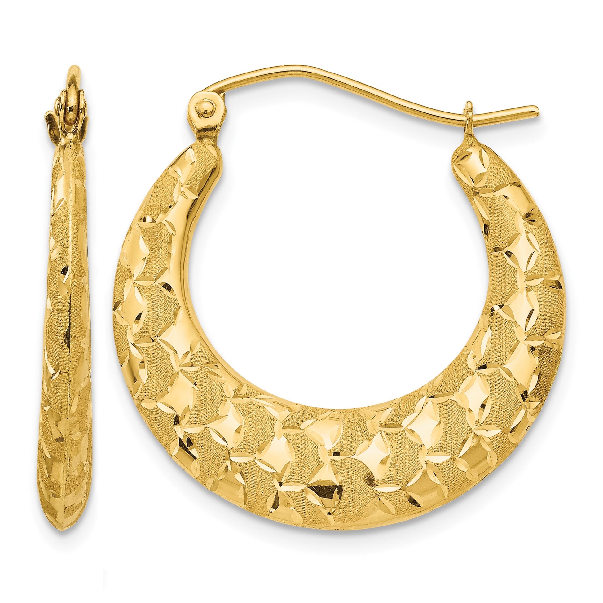 14K Laser Cut Patterned Hoop Earrings