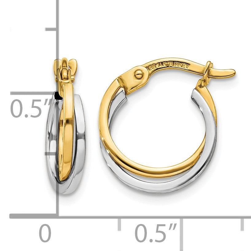 14k Two-tone Polished Hollow Hoop Earrings