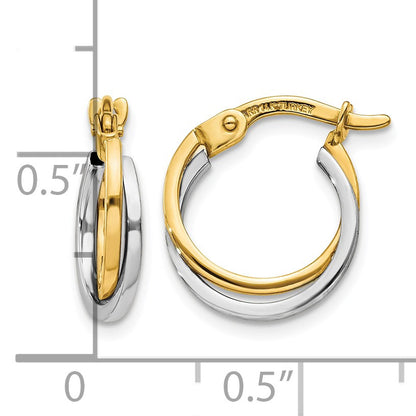 14k Two-tone Polished Hollow Hoop Earrings