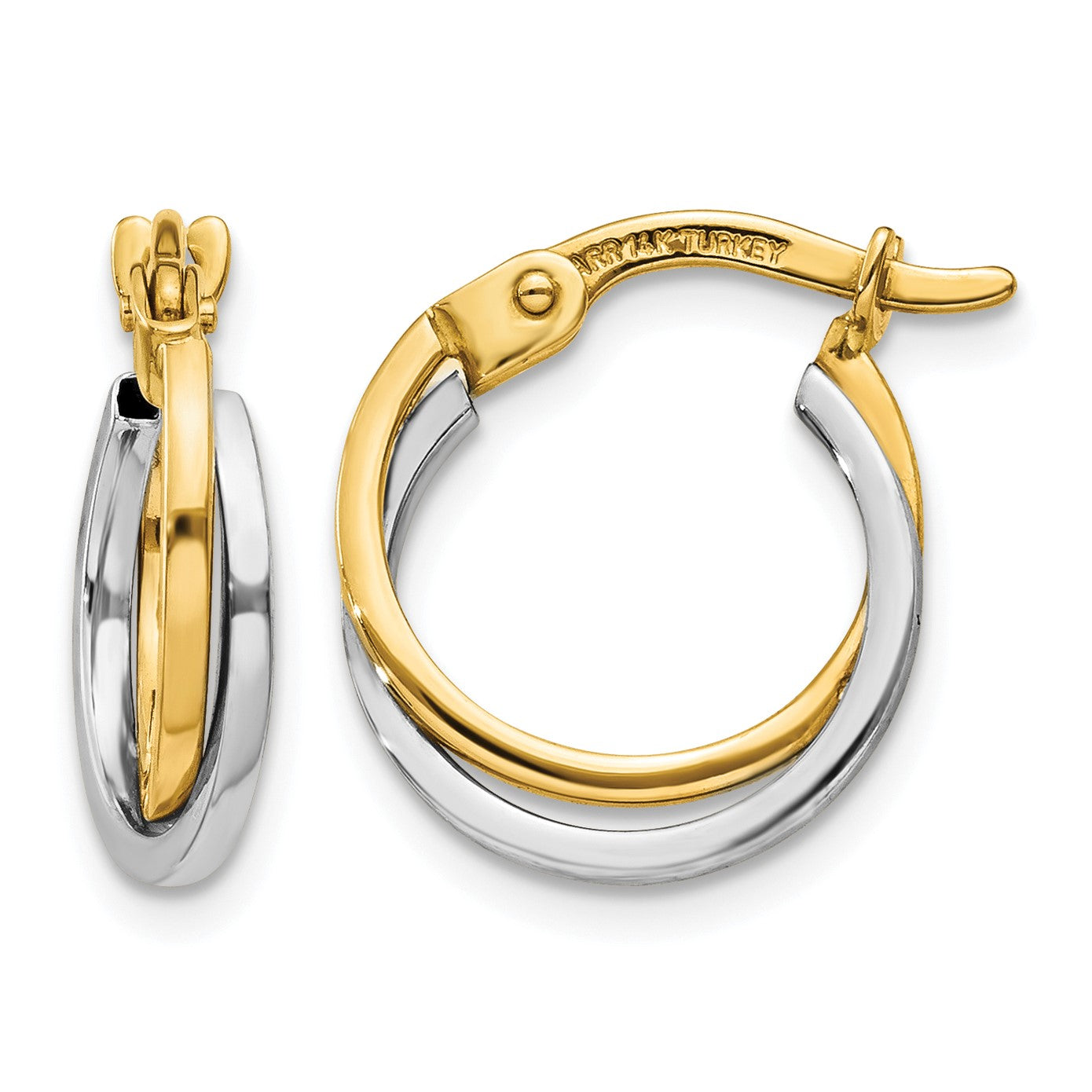 14k Two-tone Polished Hollow Hoop Earrings