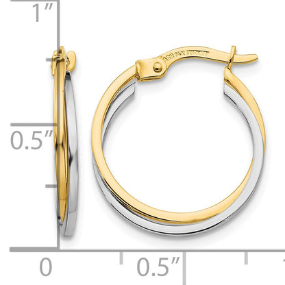 14k Two-tone Polished Hollow Hoop Earrings