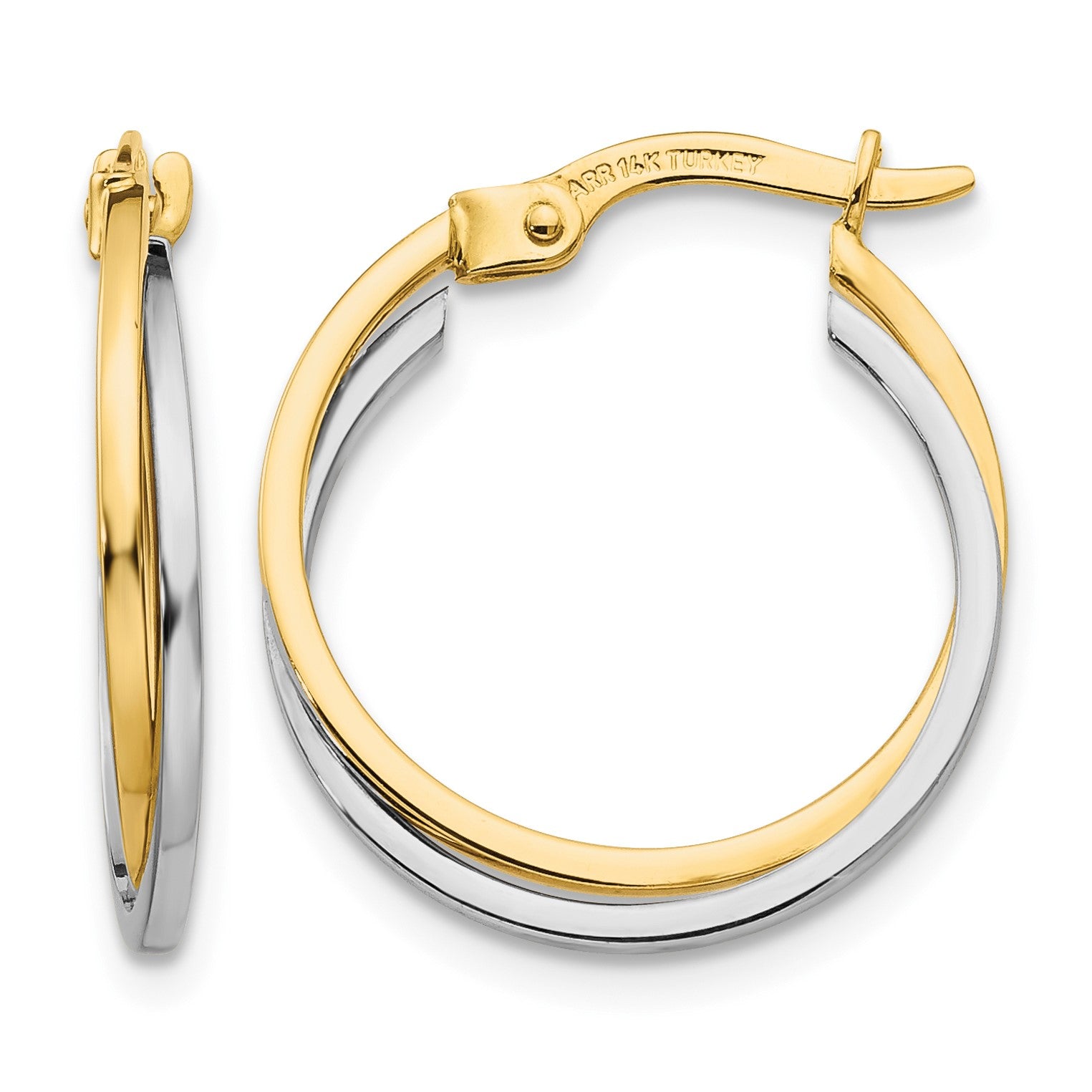 14k Two-tone Polished Hollow Hoop Earrings