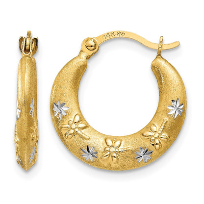14K & Rhodium Hoop Earrings