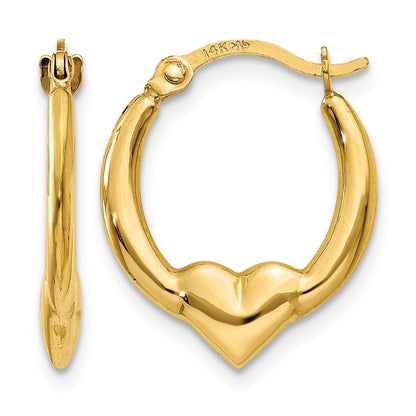 14K Heart Hoop Earrings