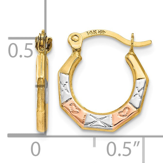 14K & White and Rose Rhodium Hoop Earrings