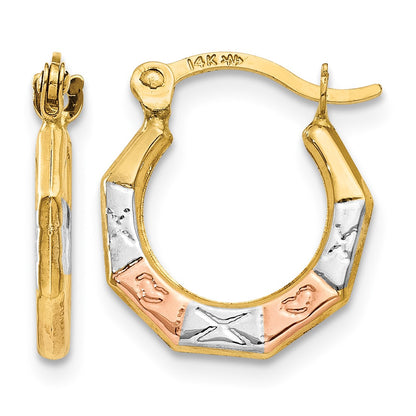 14K & White and Rose Rhodium Hoop Earrings