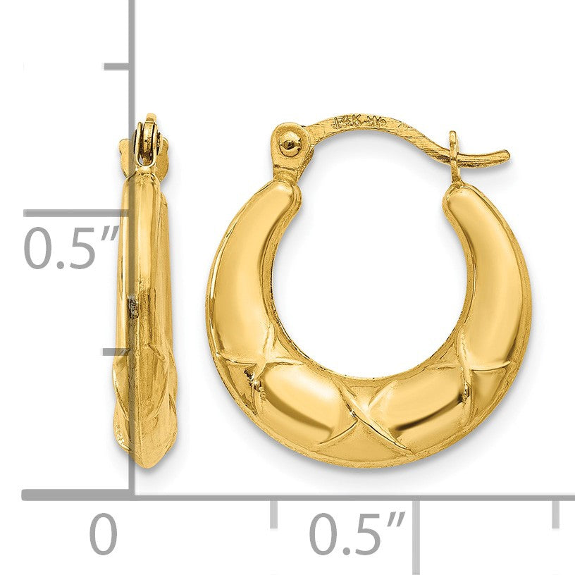 14K Hollow X Hoop Earrings